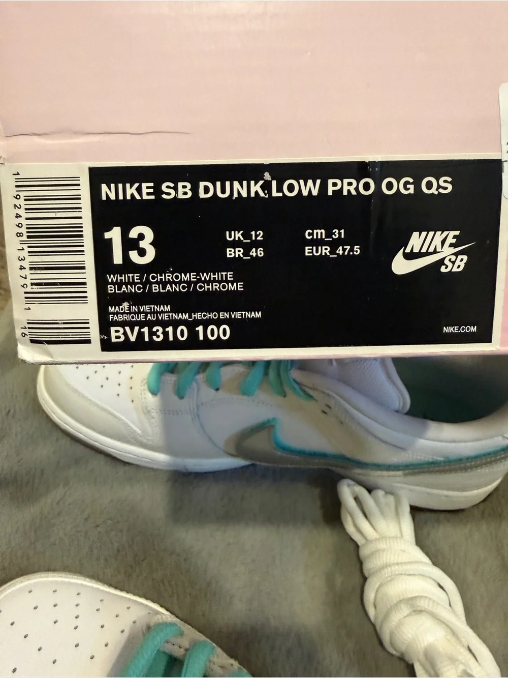 Nike SB Dunk Low Diamond Supply Co White Diamond Size 13M BV1310-100 DS OG ALL